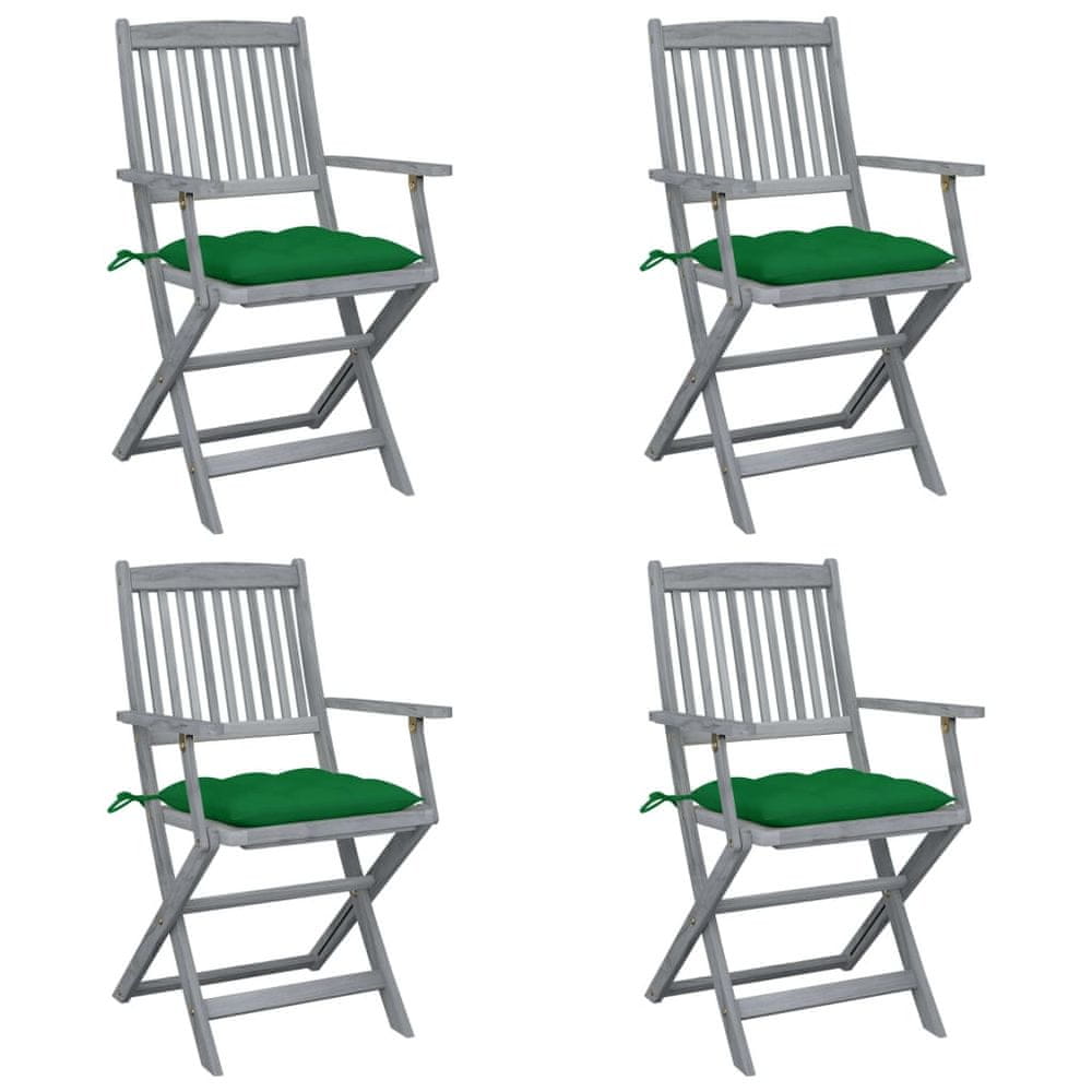 Petromila vidaXL Skladacie vonkajšie stoličky s podložkami 4 ks akáciový masív
